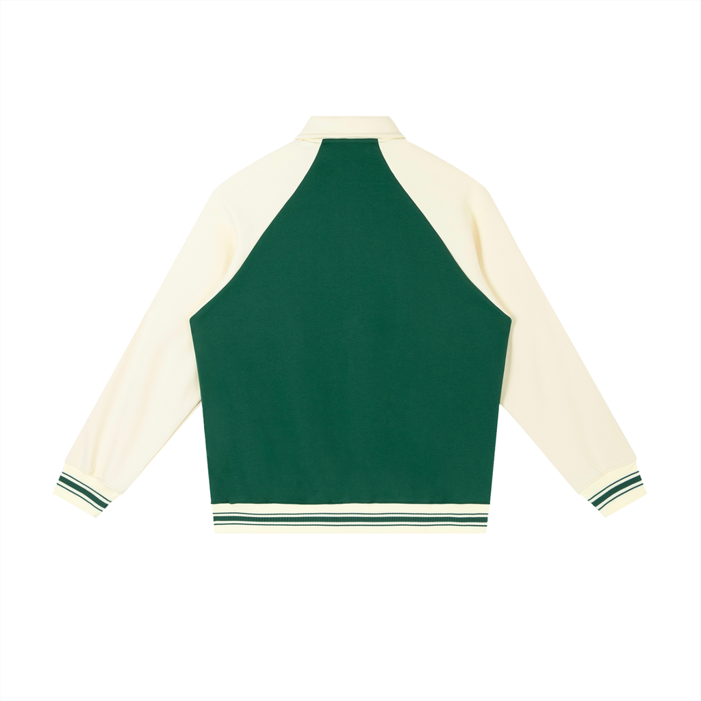 Contrast Raglan Sleeve Baseball Jacket