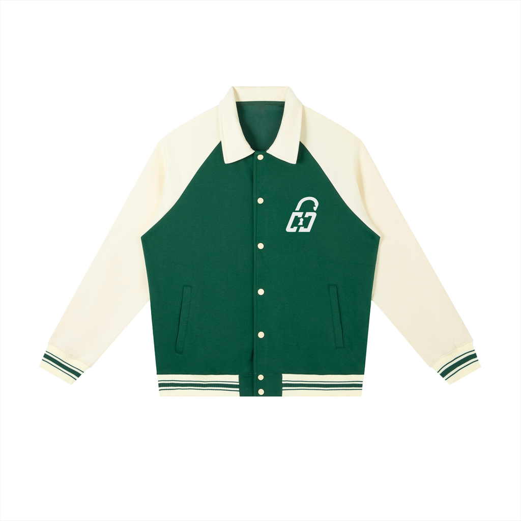 Contrast Raglan Sleeve Baseball Jacket