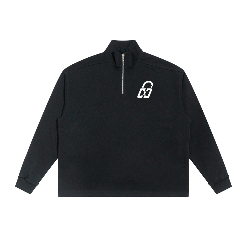 Half-Zip Rolled Edge Fleece Sweatshirt