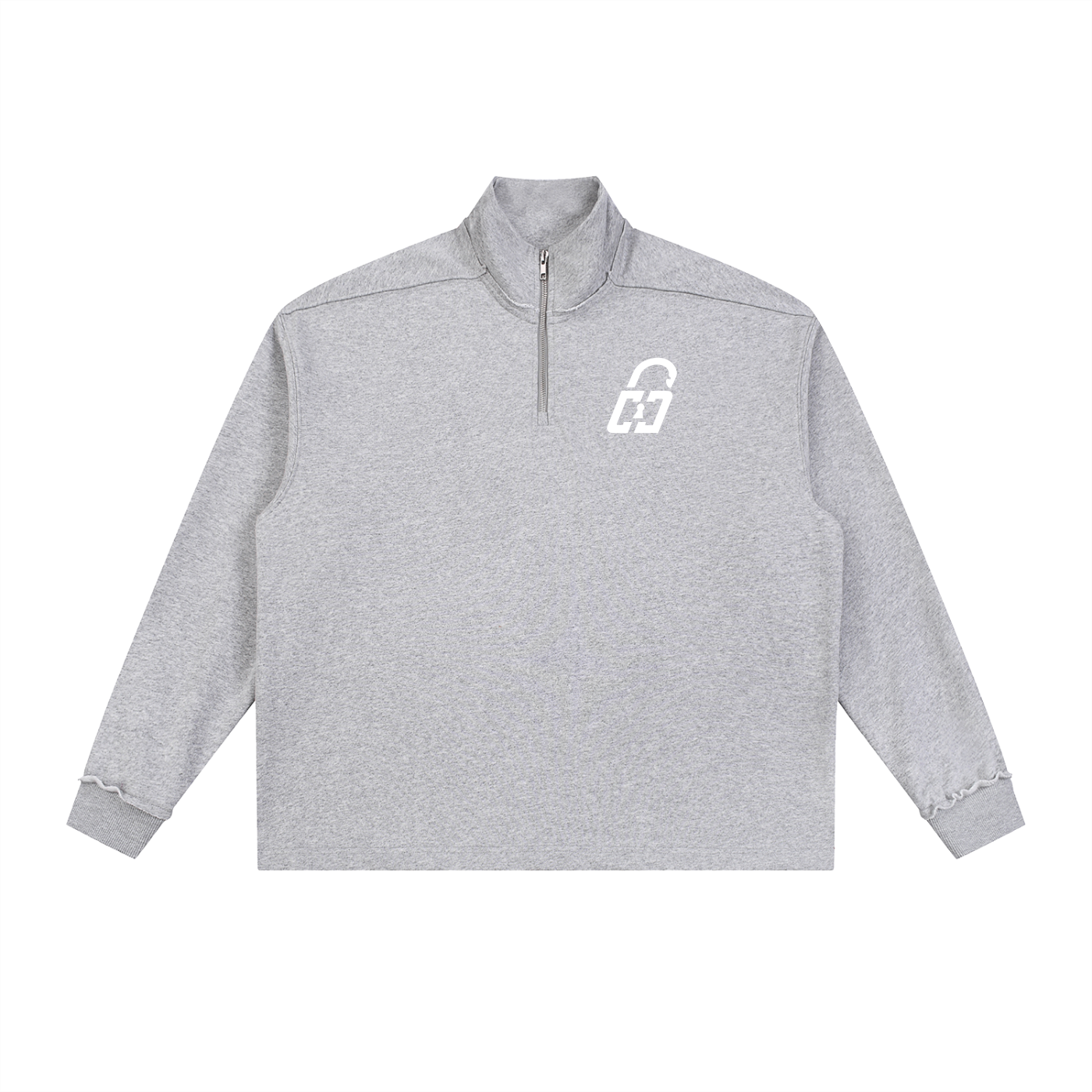 Half-Zip Rolled Edge Fleece Sweatshirt