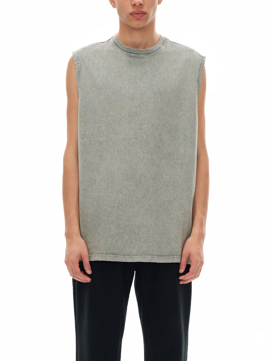Unlocked Calisthenics - Snow Washed Frayed Hem Tank Top