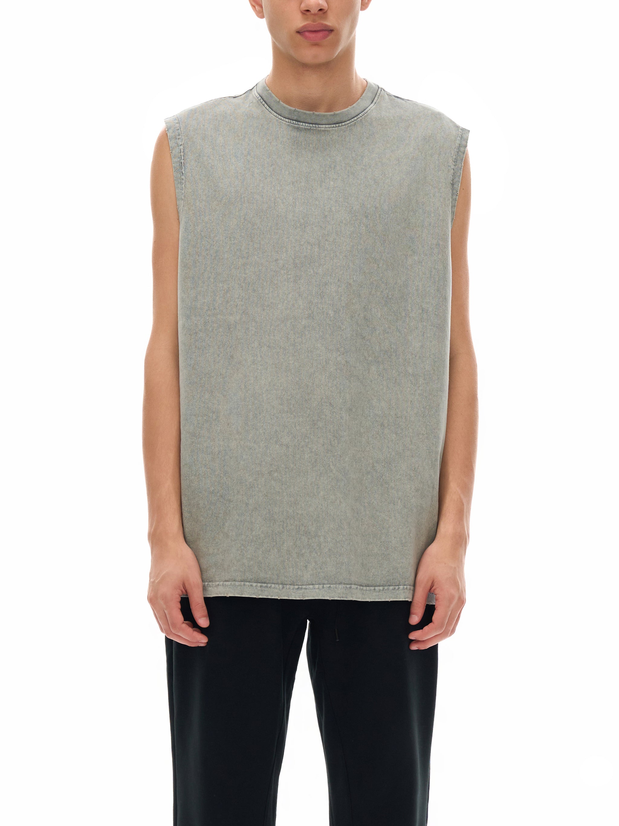 Unlocked Calisthenics - Snow Washed Frayed Hem Tank Top